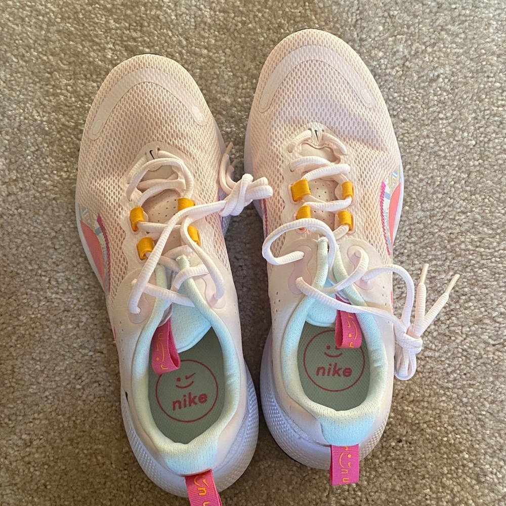 Nike Light Pink and Yellow Athletic Shoes